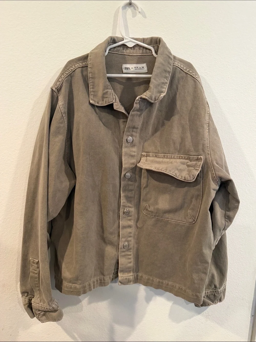 Zara Men's Taupe Cotton Lightweight Overshirt Jacket
